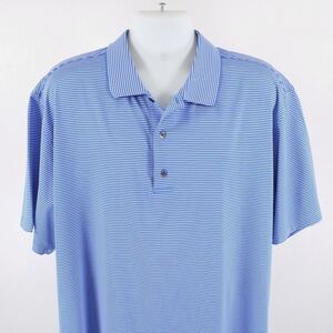 FJ Footjoy Polo Shirt‎ Collared Blue Striped 2XL Short Sleeve